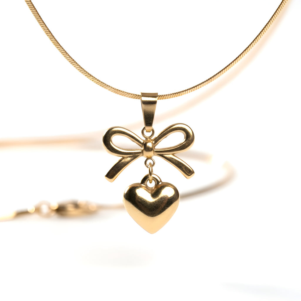 The Bowed Heart Charm Necklace