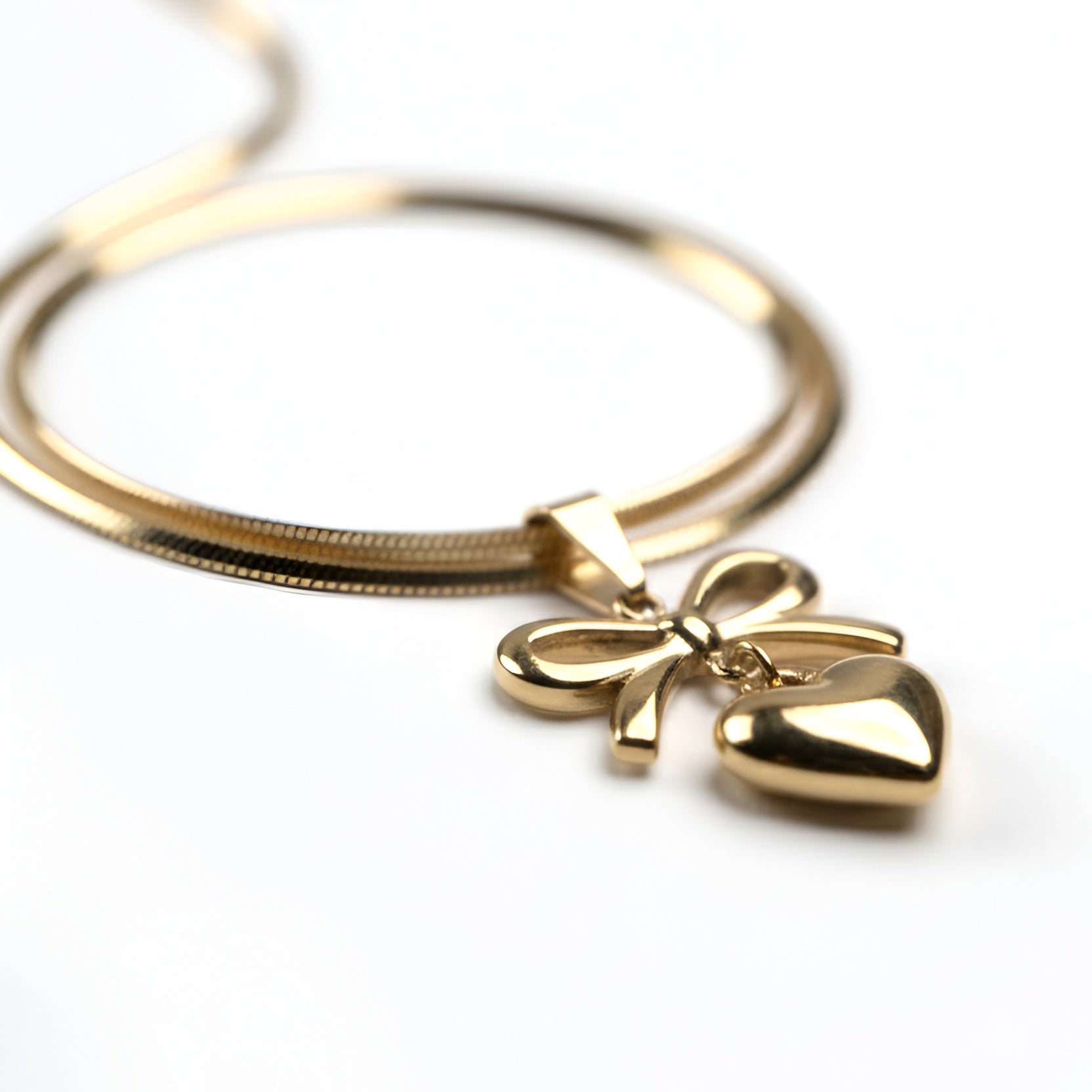 The Bowed Heart Charm Necklace