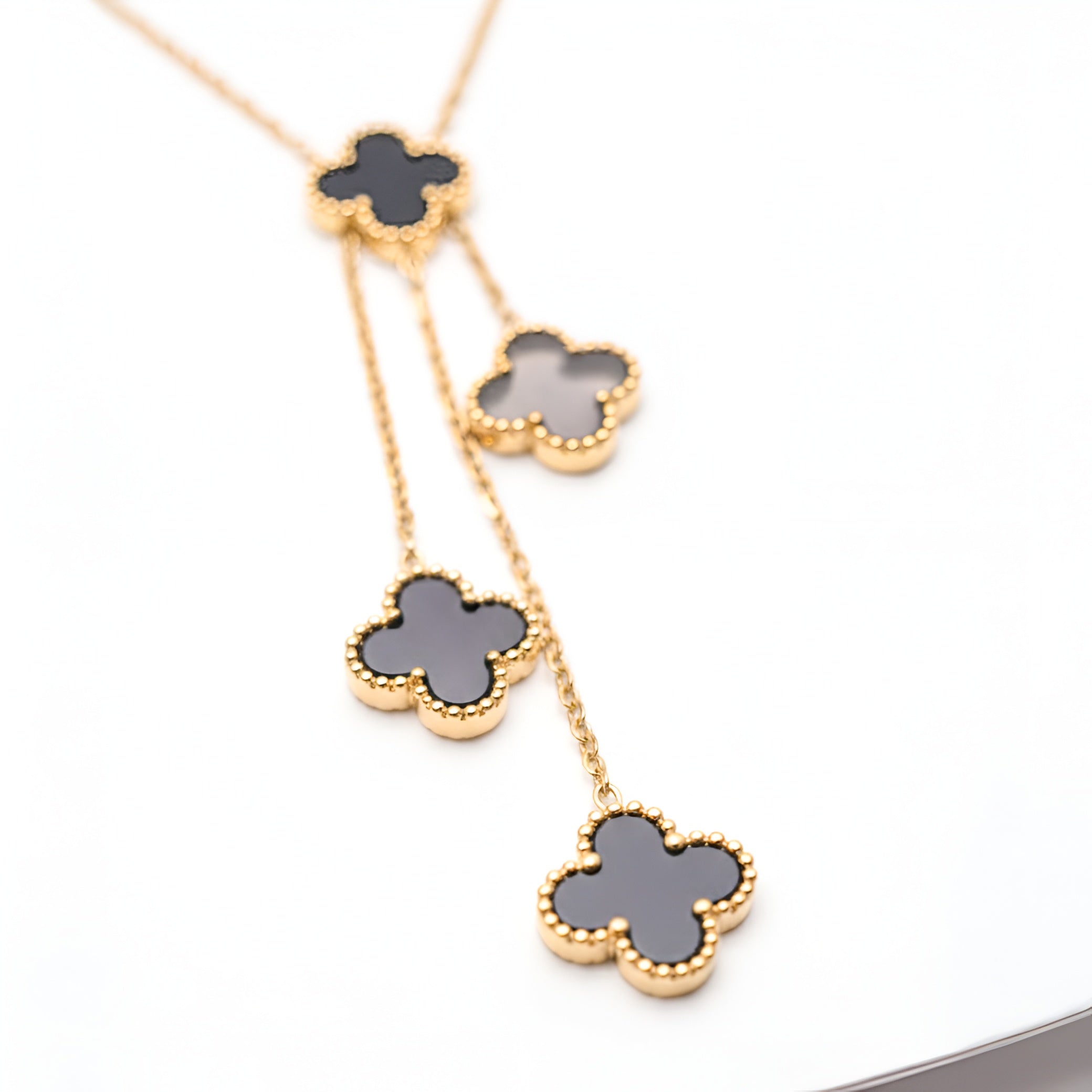 Midnight Clover Cascade Necklace