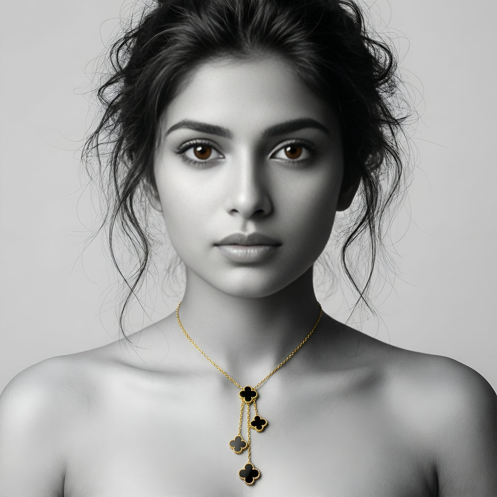 Midnight Clover Cascade Necklace