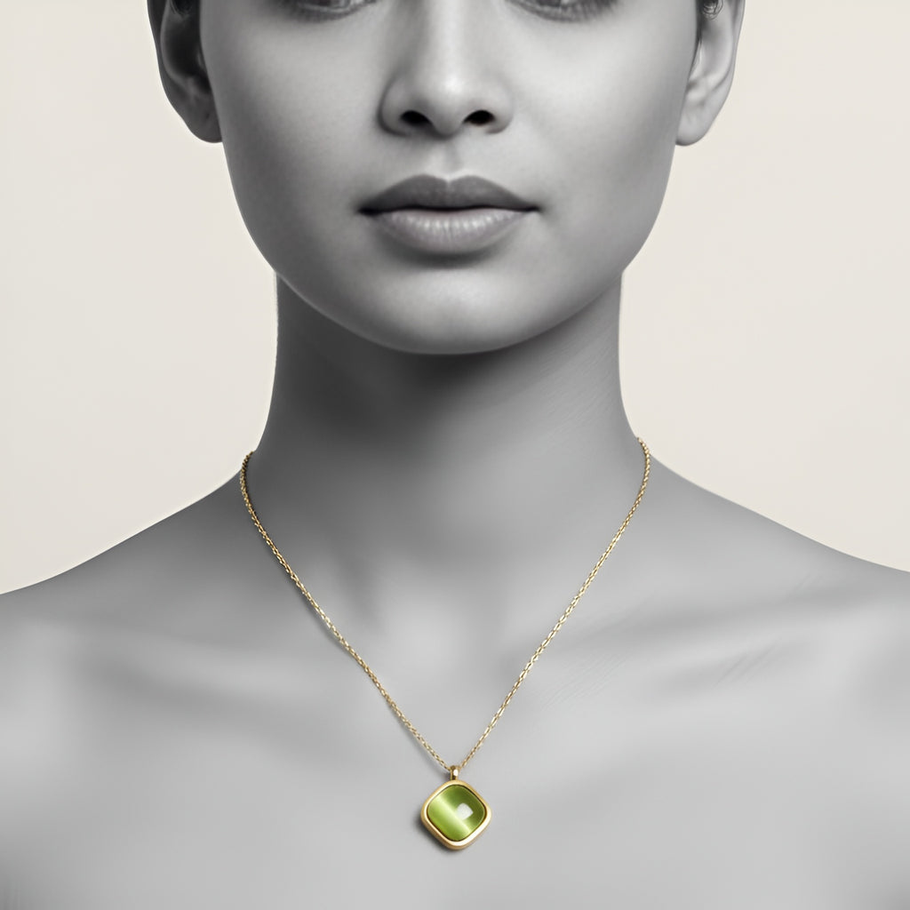 The Emerald Glow Cushion Necklace