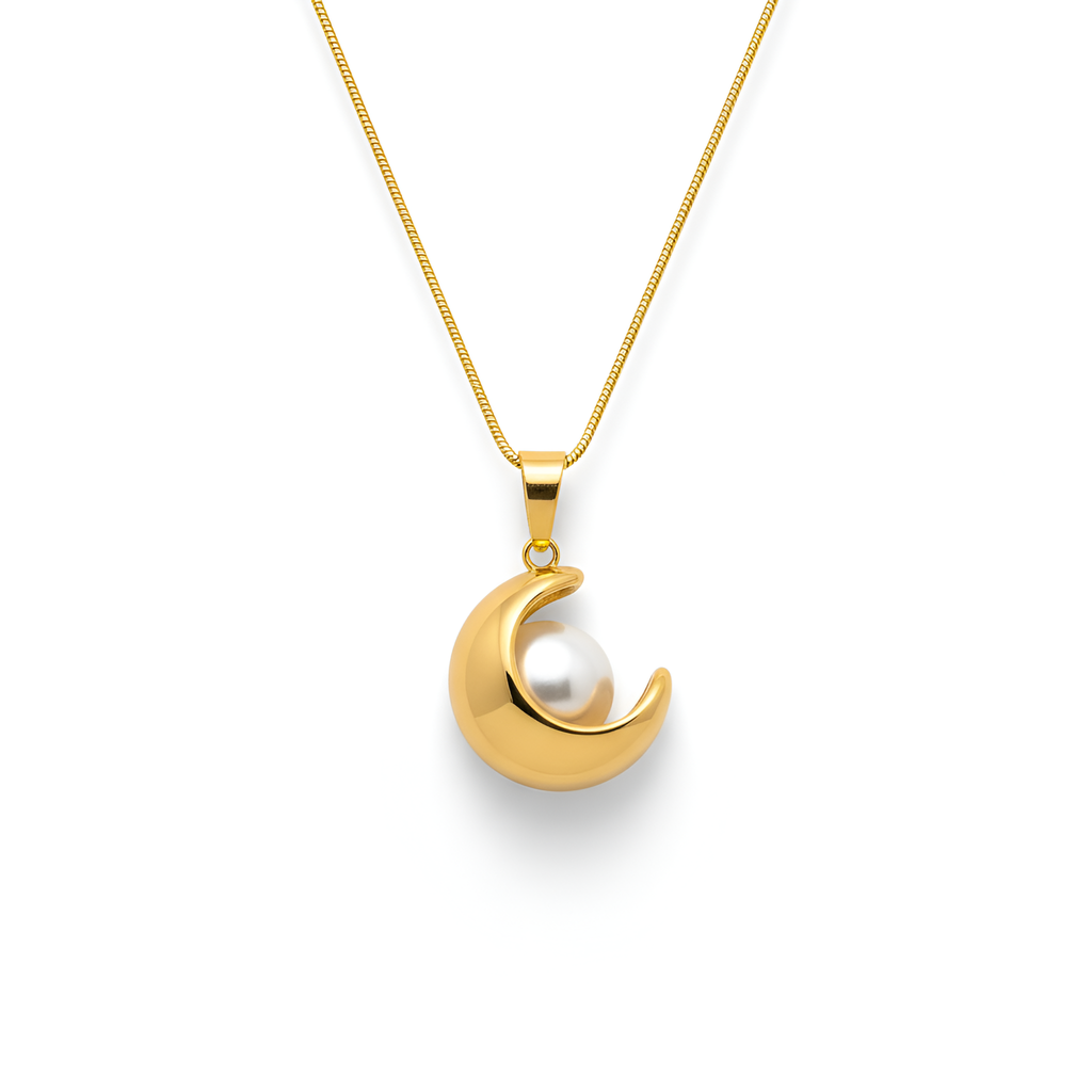 The Crescent Pearl Embrace Necklace