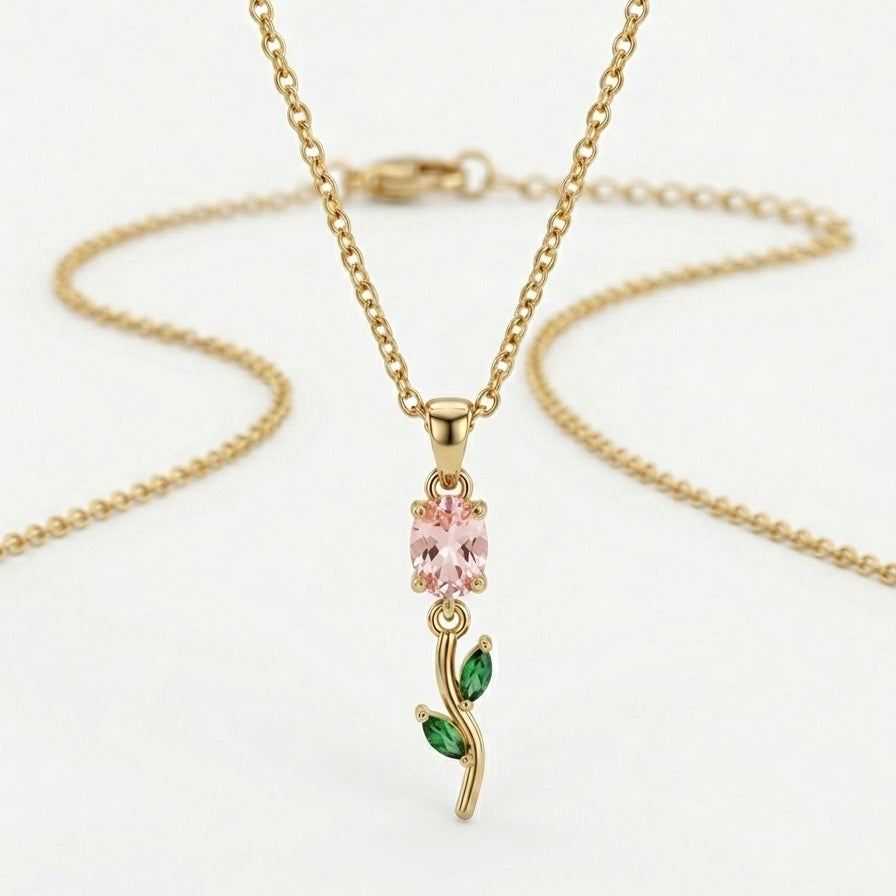 The Rosé Leaf Pendant Necklace