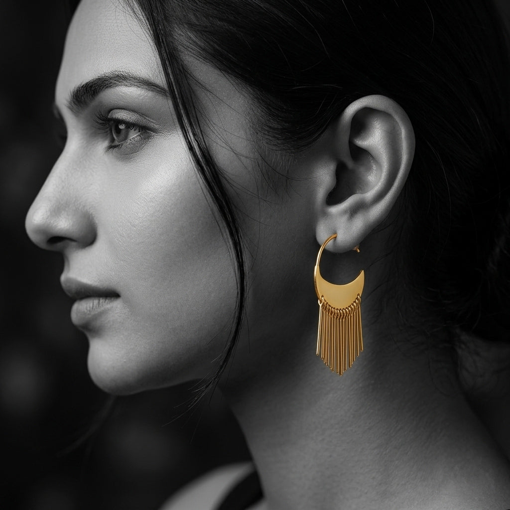 The Golden Fringe Hoop Earrings