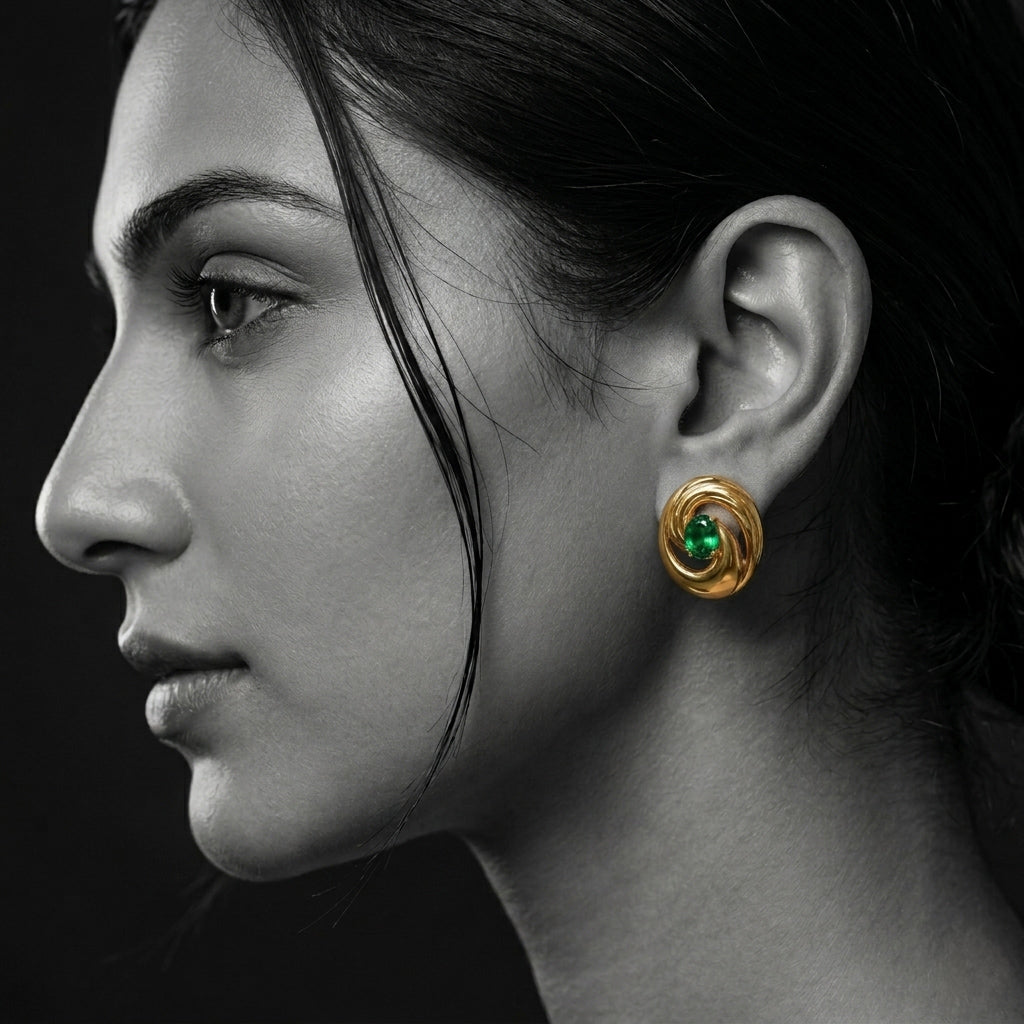 The Emerald Orbit Earrings