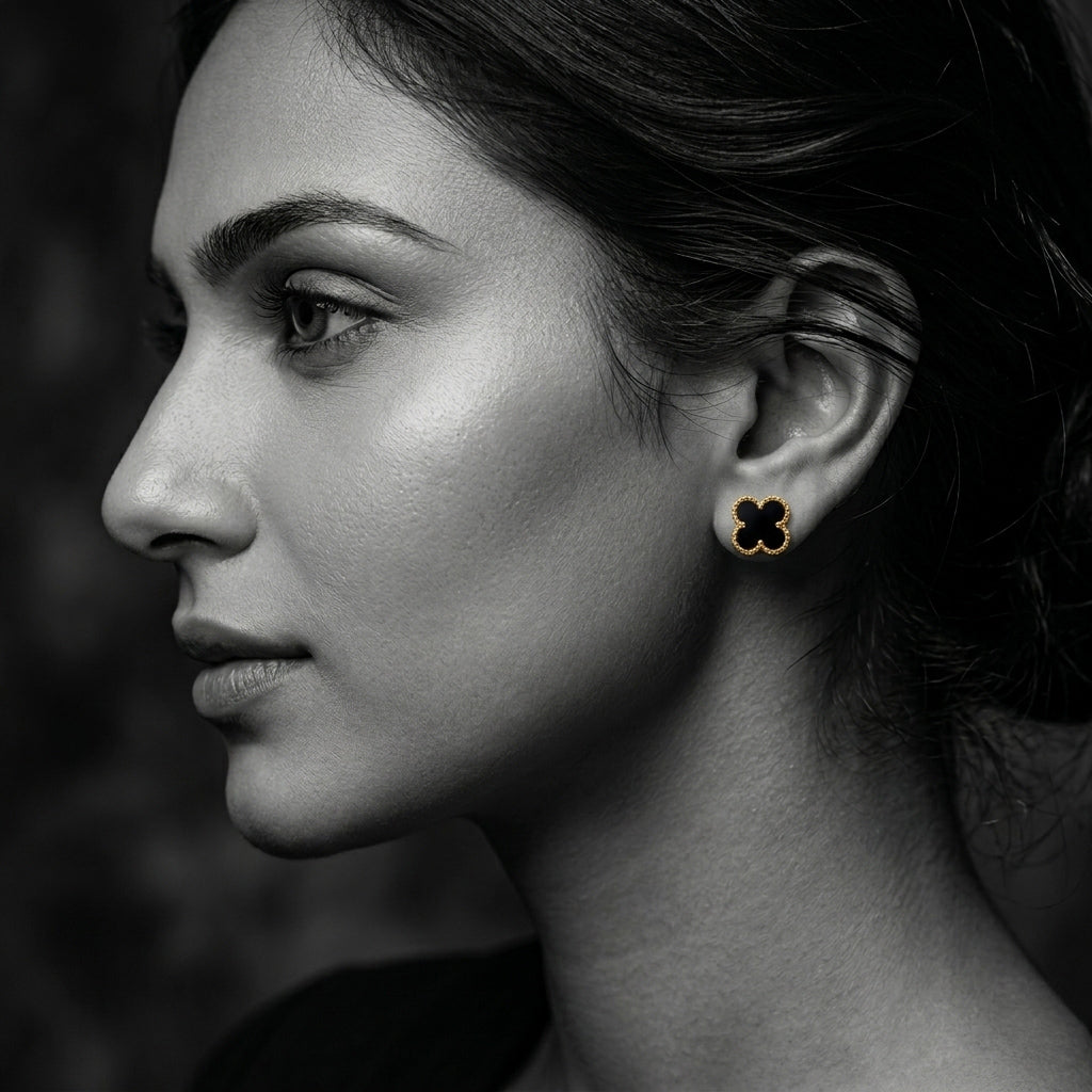 The Noir Clover Studs