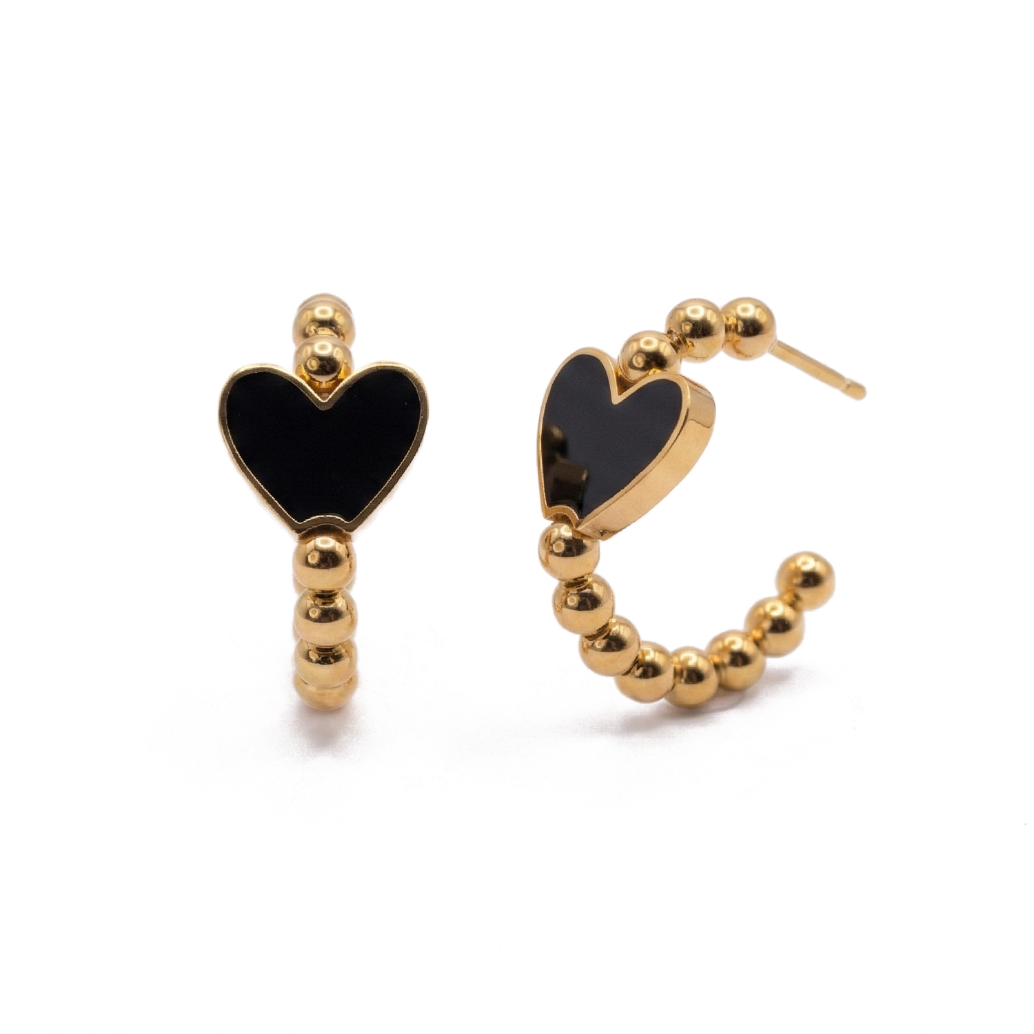 The Noir Heart Huggie Earrings