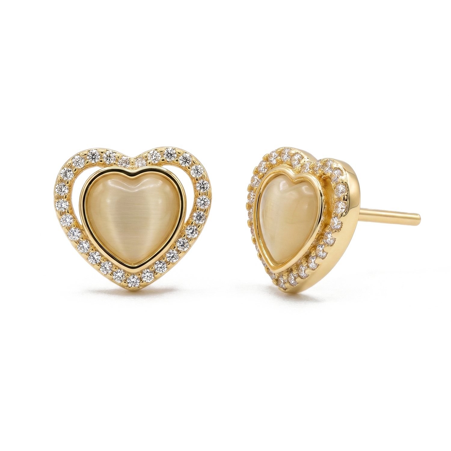 The Golden Whisper Heart Stud Earrings