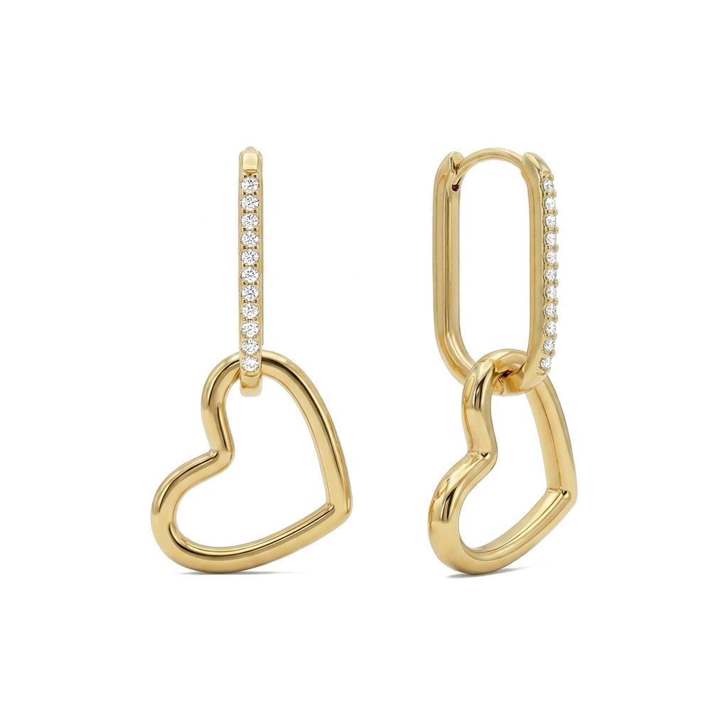 The Linked Heart Huggies Earrings