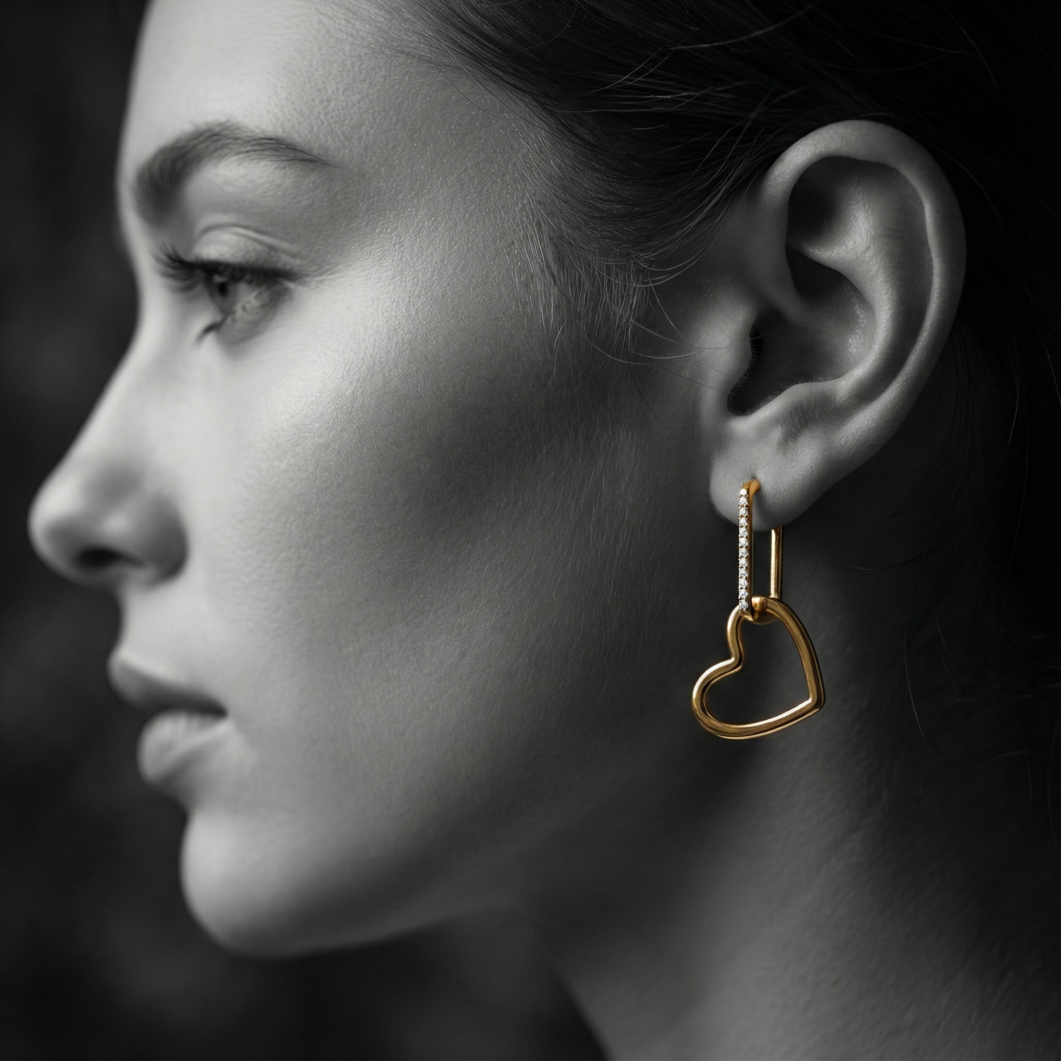 The Linked Heart Huggies Earrings