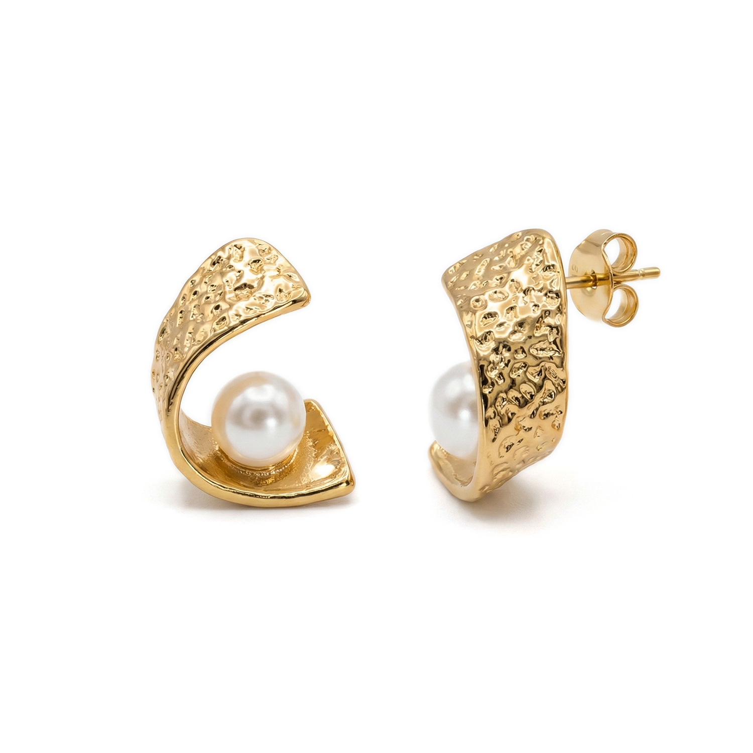 The Gilded Pearl Curve Studs