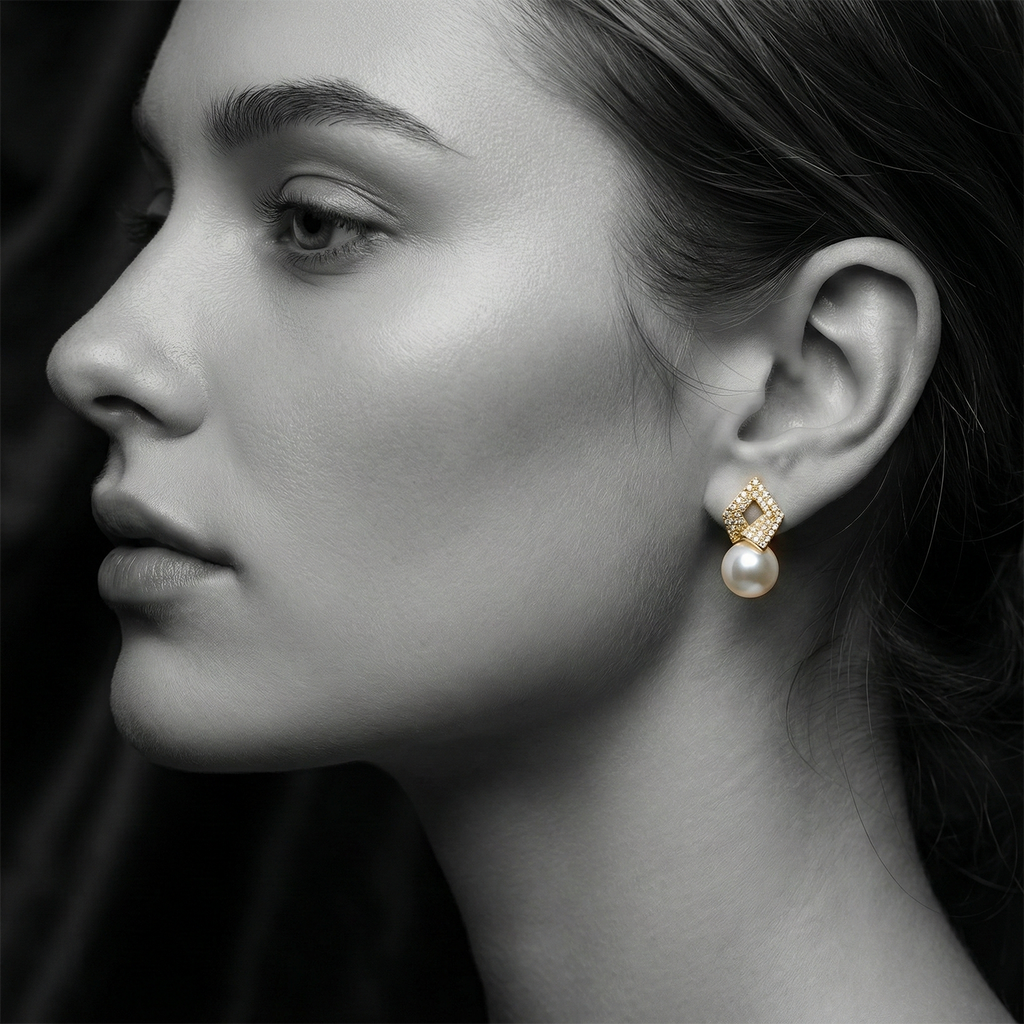 The Luminous Pearl Charm Studs