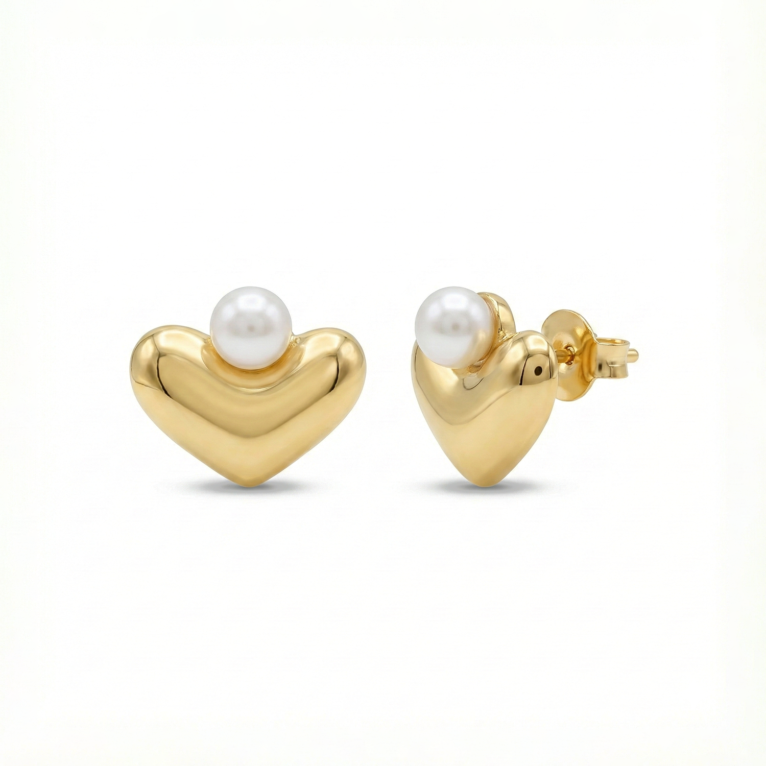 The Golden Heart Pearl Studs