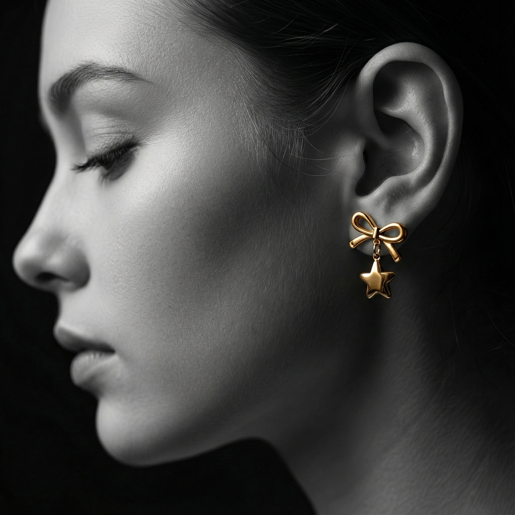 The Starry Bow Drop Earrings