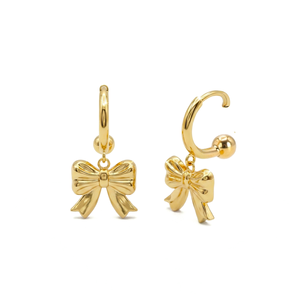 The Golden Bow Charm Earrings