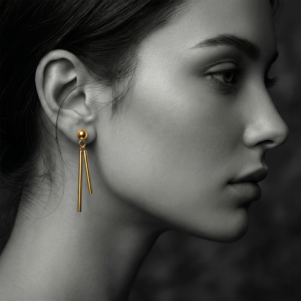 The Golden Line Drop Earrings