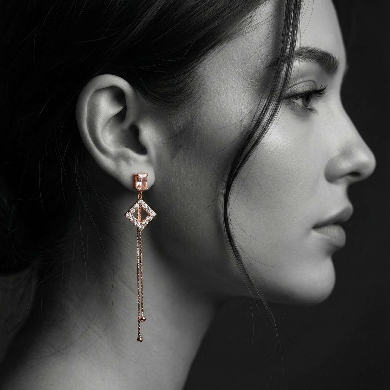 The Rosé Cascade Drop Earrings