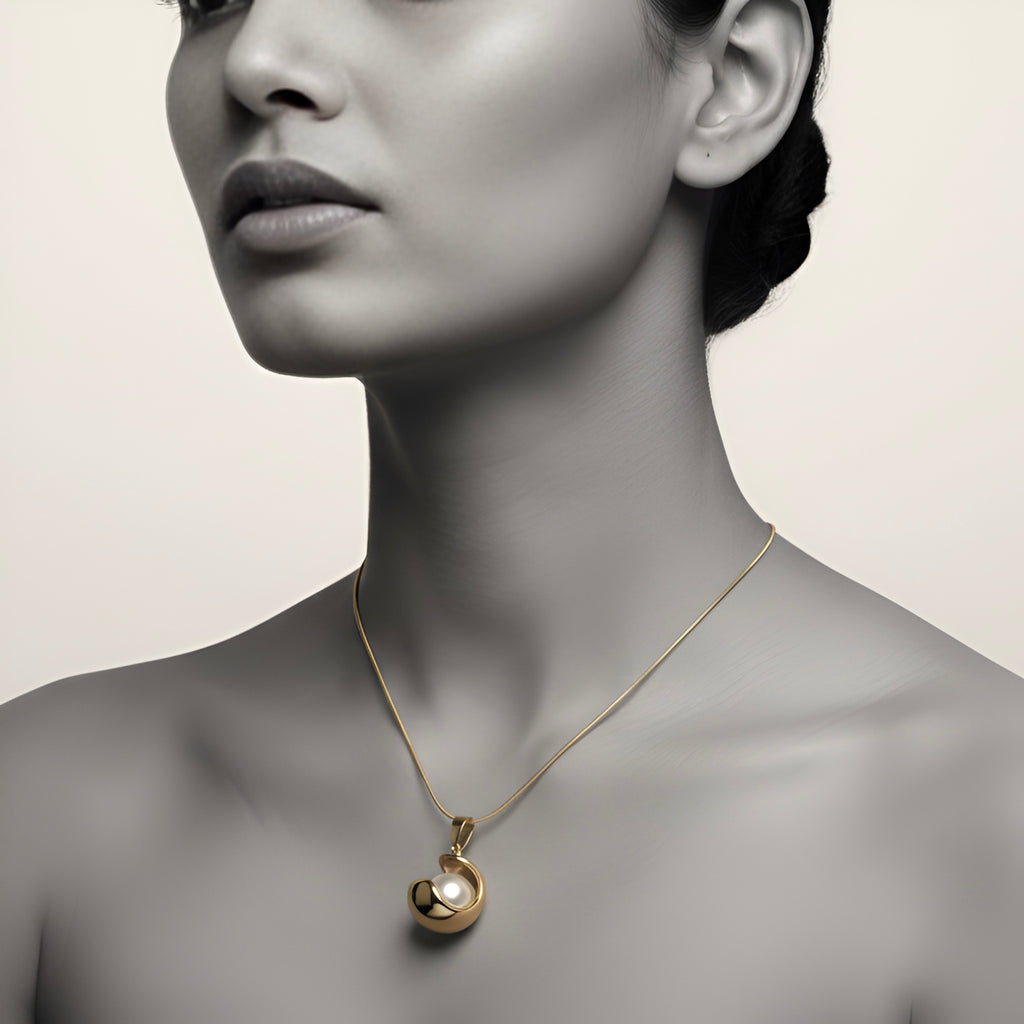 The Crescent Pearl Embrace Necklace