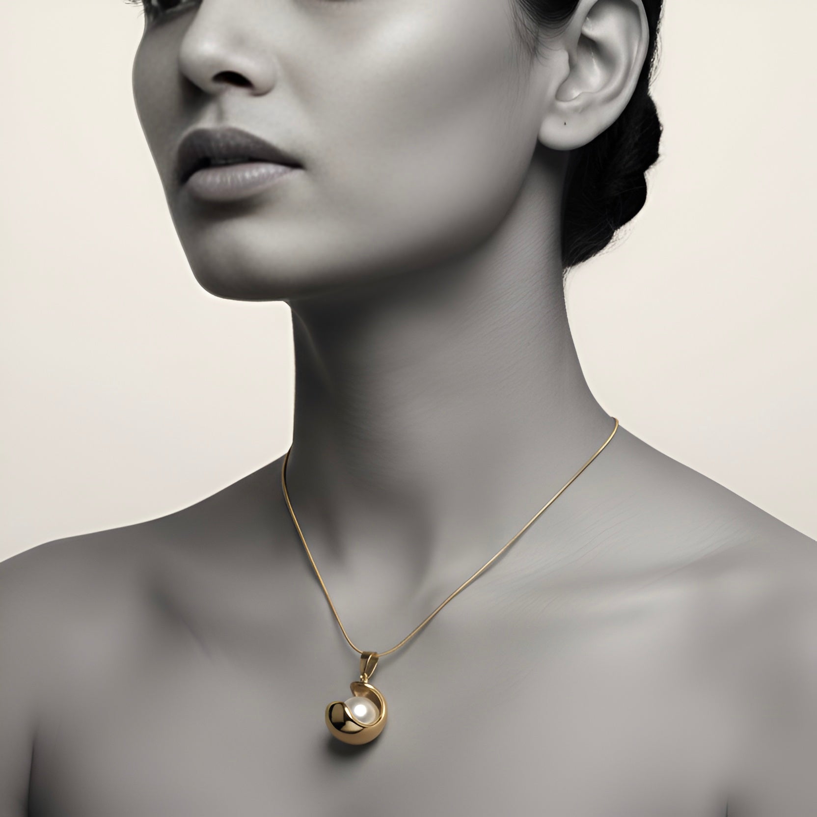 The Crescent Pearl Embrace Necklace