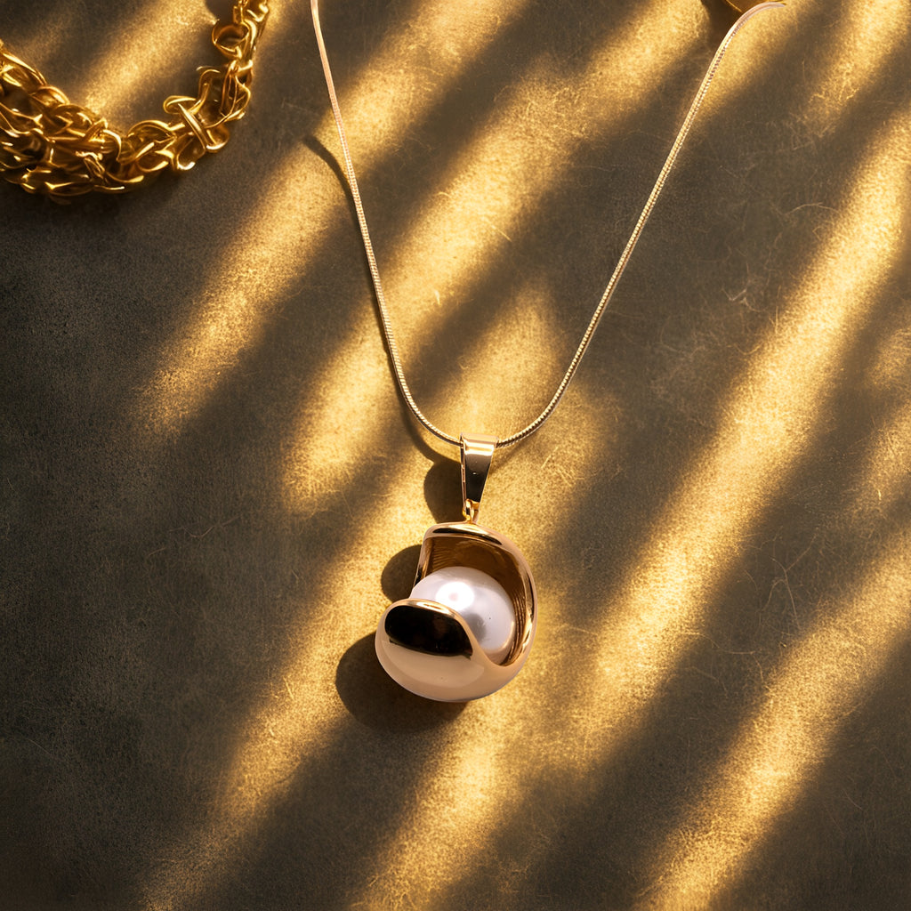 The Crescent Pearl Embrace Necklace