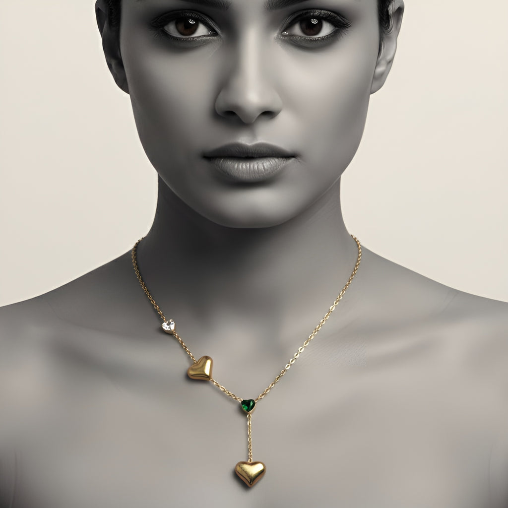 The Trio Heart Cascade Necklace