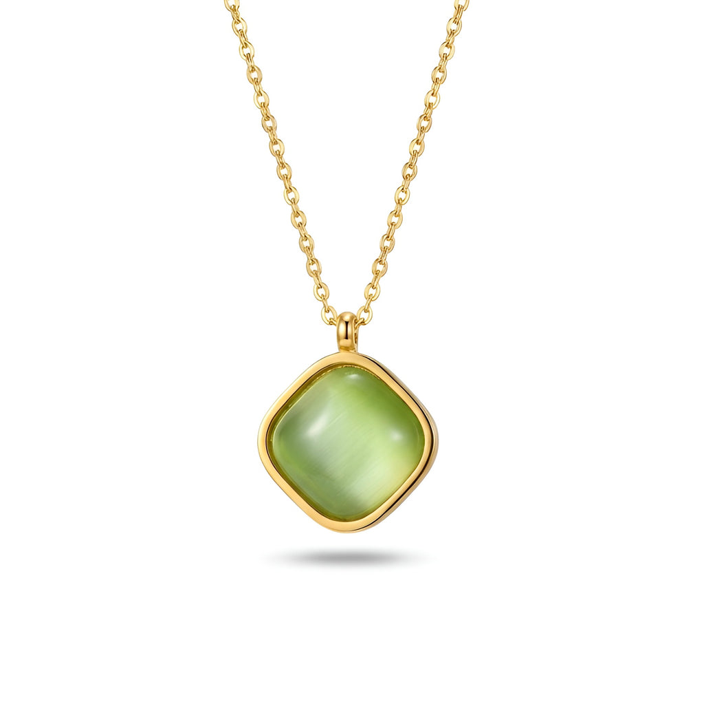 The Emerald Glow Cushion Necklace