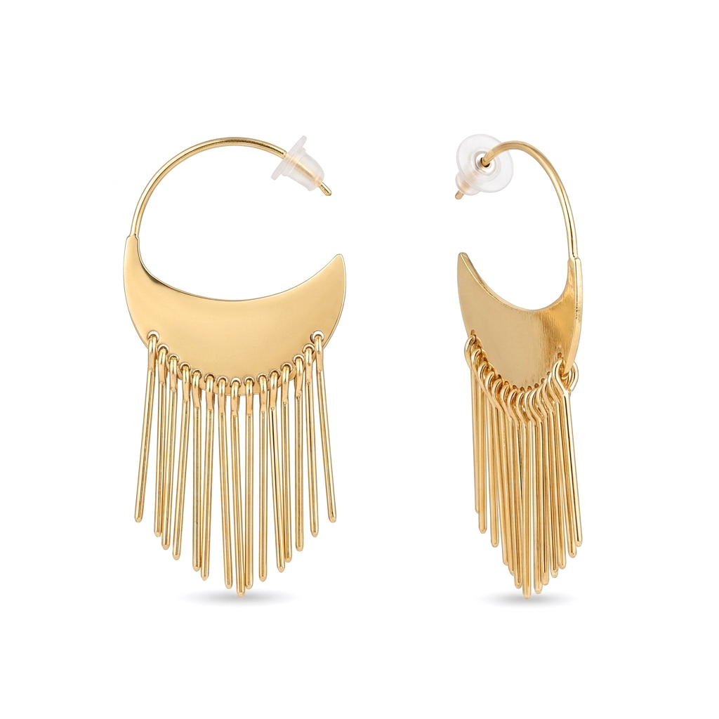 The Golden Fringe Hoop Earrings